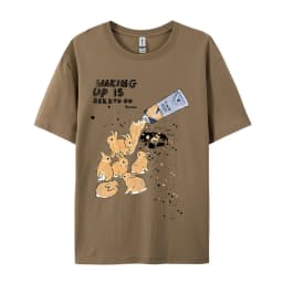 American Retro Rabbit Print Short Sleeved t-shirt For Women Men In Harajuku Lazy Style Pure Cotton Versatile Round Neck Tee