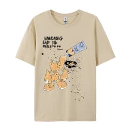 American Retro Rabbit Print Short Sleeved t-shirt For Women Men In Harajuku Lazy Style Pure Cotton Versatile Round Neck Tee