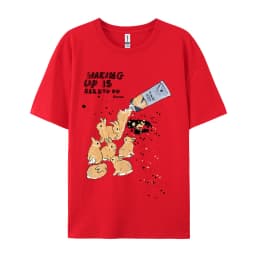 American Retro Rabbit Print Short Sleeved t-shirt For Women Men In Harajuku Lazy Style Pure Cotton Versatile Round Neck Tee