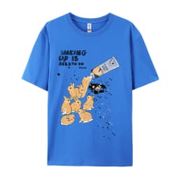 American Retro Rabbit Print Short Sleeved t-shirt For Women Men In Harajuku Lazy Style Pure Cotton Versatile Round Neck Tee