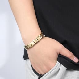 Titanium Steel Hematite Therapy Bracelets Arrow Design Men's Magnetic Link Bracelet