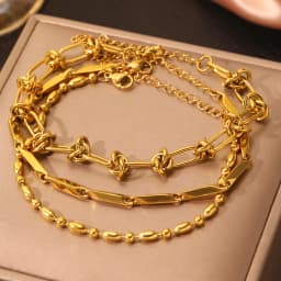 Stainless Steel Bracelet 3 Pieces Popular Creative Knotted Rhombic Chain Fine Bracelet For Women Jewelry Unusual Gift New Senior