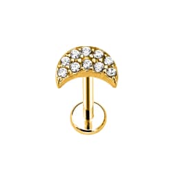 ASTM F136 G23 Titanium Flower Moon Crown Threadless Piercing Crescent Pin Push in Labret Stud Daith Conch Earring 16G 18G 20G