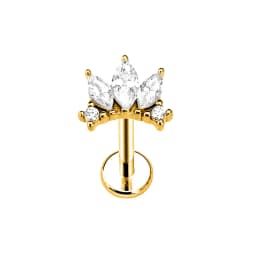 ASTM F136 G23 Titanium Flower Moon Crown Threadless Piercing Crescent Pin Push in Labret Stud Daith Conch Earring 16G 18G 20G
