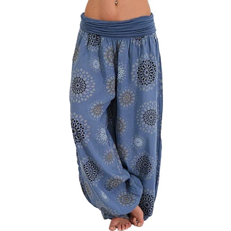 Women's Fashion Hot Selling Long Pants Harlan Casual PantsDigital Printing Long Wide Leg Pants Women's Yoga Long Pants