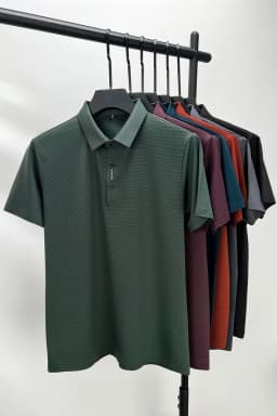 2024 Summer New Short sleeved High end Textured Letter Men's POLO Shirt Comfortable Silk Ice Feel Casual Business lapel T-shirt
