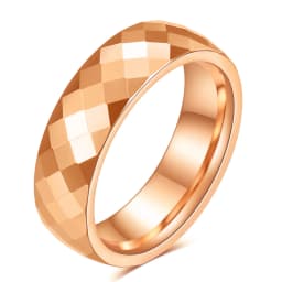 4MM/6MM Black Rose Gold Faceted Edge Dome Polished Tungsten Carbide Wedding Band Couple Rings for Women Men Size 5-12
