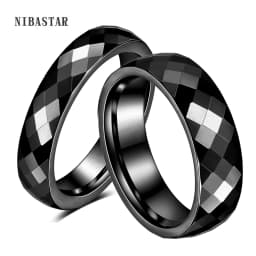 4MM/6MM Black Rose Gold Faceted Edge Dome Polished Tungsten Carbide Wedding Band Couple Rings for Women Men Size 5-12