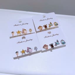 4pcs/set Mix and Match Sweet Cartoon Stud Earrings for Women Girls Multicolor Cubic Zircon Jewelry
