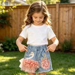 Baby Girl's Summer Cotton Denim Shorts Pants Toddler Kids Cute Swan Flower Soft Jeans for Teenager Girls Children Clothing