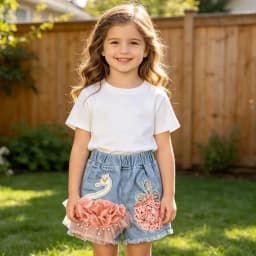 Baby Girl's Summer Cotton Denim Shorts Pants Toddler Kids Cute Swan Flower Soft Jeans for Teenager Girls Children Clothing