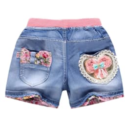 Baby Girl's Summer Cotton Denim Shorts Pants Toddler Kids Cute Swan Flower Soft Jeans for Teenager Girls Children Clothing