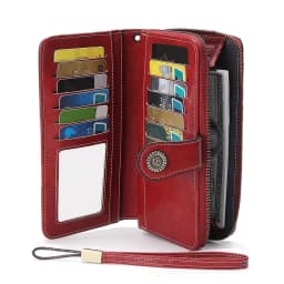 Vintage Large Capacity Women's Purse, Monochromatic, Multi-card, Long Wallet, Multi-function Zipper Strap, Wrist Strap, New
