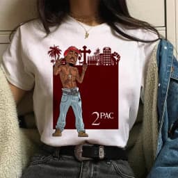 TUPAC Streetwear Harajuku T Shirts Women Harajuku Top Tees Female T-shirt Hip Hop Rapper Graphic Printed Casual Tshirt Clothes