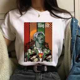 TUPAC Streetwear Harajuku T Shirts Women Harajuku Top Tees Female T-shirt Hip Hop Rapper Graphic Printed Casual Tshirt Clothes