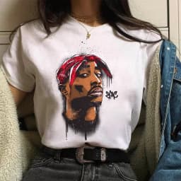 TUPAC Streetwear Harajuku T Shirts Women Harajuku Top Tees Female T-shirt Hip Hop Rapper Graphic Printed Casual Tshirt Clothes