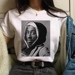 TUPAC Streetwear Harajuku T Shirts Women Harajuku Top Tees Female T-shirt Hip Hop Rapper Graphic Printed Casual Tshirt Clothes