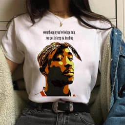 TUPAC Streetwear Harajuku T Shirts Women Harajuku Top Tees Female T-shirt Hip Hop Rapper Graphic Printed Casual Tshirt Clothes