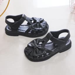 Cute Girls Sandals Bow Peep-toe 2025 New Soft Hook & Loop Beige Kids Princess Shoes Casual Sandals Cute Children Shoes Non-slip
