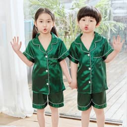 Boy Girl Satin Silk Pajamas Short Sets for Kids Toddler 3 4 5 6 7 8 9 10 11 12 13 14 Years Pink Summer Children Pijama Sleepwear