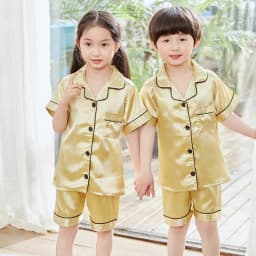 Boy Girl Satin Silk Pajamas Short Sets for Kids Toddler 3 4 5 6 7 8 9 10 11 12 13 14 Years Pink Summer Children Pijama Sleepwear