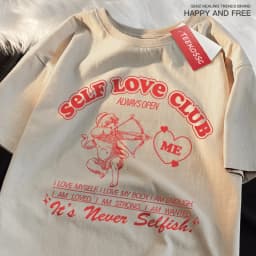 Self Love Club Fun Cupid Men Women T Shirts Breathable Street Tee Clothes Cotton Summer Fashion Loose Casual Oversized T Shirt