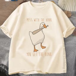 Summer Fashion Men TShirts Funny Untitled Goose Game Tops Men Women Cotton Loose Tee Mess With The Honk You Get The Bonk T-shirt