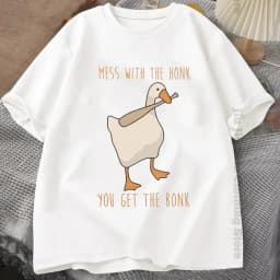 Summer Fashion Men TShirts Funny Untitled Goose Game Tops Men Women Cotton Loose Tee Mess With The Honk You Get The Bonk T-shirt