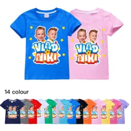 Children Cute Vlad Niki Clothes Kids Summer Fashion T-shirt Baby Boys Cartoon Tshirts Toddler Girls Short Sleeve Casual Tops