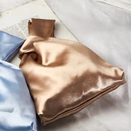 Women Wrist Bag Mini Knot Bag Vintage Silky Japanese Style Tote Bag Girl Key Phone Pouch Student Reusable Folding Shopping Bags