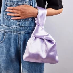 Women Wrist Bag Mini Knot Bag Vintage Silky Japanese Style Tote Bag Girl Key Phone Pouch Student Reusable Folding Shopping Bags
