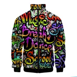 New Funny Graffiti Pattern 3D Jacket Men Women Harajuku Hip Hop New Style Coat Casual Stand Collar Zipper Sweatshirt Jacket Top