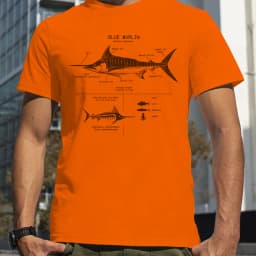 Great Blue Marlin Anatomy T-Shirt New Summer Men Street Short Sleeve Hip Hop Punk Style Boy Loose Oversized Casual Top Tees