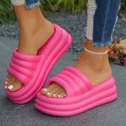 Women's Chunky Platform Slippers Summer Comfort Soft Thick Bottom Slides Woman for Sandals 2024 Open Toe Non-slip Beach Shoes