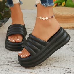 Women's Chunky Platform Slippers Summer Comfort Soft Thick Bottom Slides Woman for Sandals 2024 Open Toe Non-slip Beach Shoes
