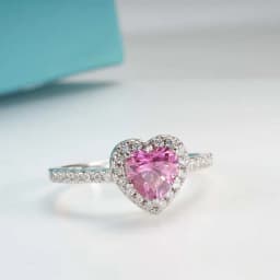 1.0Ct 6.5mm Heart Shape Pink Color Moissanite Engagement Women's Ring Solitaire 925 Sterling Silver Diamond Rings Fine Jewelry