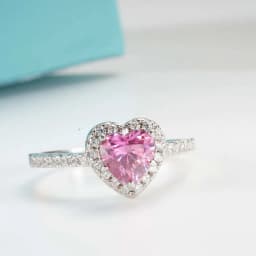 1.0Ct 6.5mm Heart Shape Pink Color Moissanite Engagement Women's Ring Solitaire 925 Sterling Silver Diamond Rings Fine Jewelry