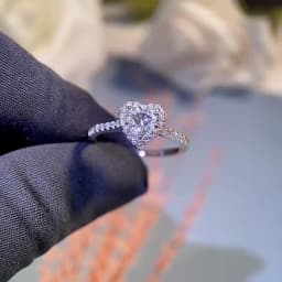 1.0Ct 6.5mm Heart Shape Pink Color Moissanite Engagement Women's Ring Solitaire 925 Sterling Silver Diamond Rings Fine Jewelry