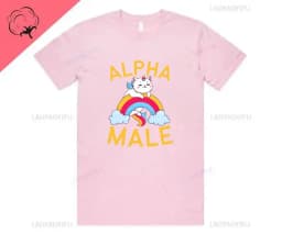 Alpha Male Printed T-Shirt High Quality Cotton Tee Top Funny Man Unicorn Gift Unisex Joke Prank Fathers Day Stag Do Short-sleev