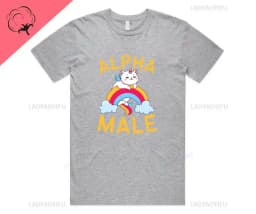 Alpha Male Printed T-Shirt High Quality Cotton Tee Top Funny Man Unicorn Gift Unisex Joke Prank Fathers Day Stag Do Short-sleev