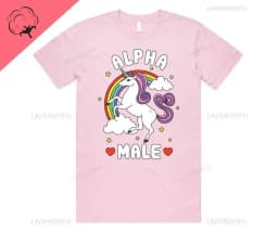 Alpha Male Printed T-Shirt High Quality Cotton Tee Top Funny Man Unicorn Gift Unisex Joke Prank Fathers Day Stag Do Short-sleev