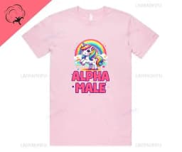 Alpha Male Printed T-Shirt High Quality Cotton Tee Top Funny Man Unicorn Gift Unisex Joke Prank Fathers Day Stag Do Short-sleev