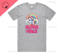 Alpha Male Printed T-Shirt High Quality Cotton Tee Top Funny Man Unicorn Gift Unisex Joke Prank Fathers Day Stag Do Short-sleev