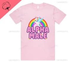 Alpha Male Printed T-Shirt High Quality Cotton Tee Top Funny Man Unicorn Gift Unisex Joke Prank Fathers Day Stag Do Short-sleev