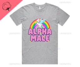 Alpha Male Printed T-Shirt High Quality Cotton Tee Top Funny Man Unicorn Gift Unisex Joke Prank Fathers Day Stag Do Short-sleev