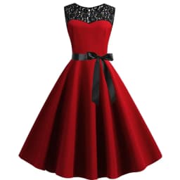 Blue Lace Patchwork Summer Dress Women Elegant Vintage Party Dress Casual Office Ladies Work Dress