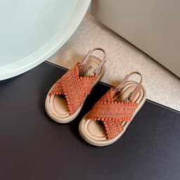 Girls Sandals Summer New Cute National Style Cross Hook & Loop Soft Bottom Princess Fashion Sandals Children Casual Beach Shoes