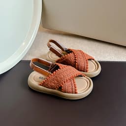Girls Sandals Summer New Cute National Style Cross Hook & Loop Soft Bottom Princess Fashion Sandals Children Casual Beach Shoes