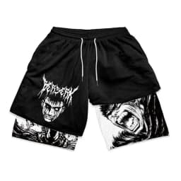 Y2K Summer Men Streetwear Anime Berserk Oversize Active Athletic Gym Short Pants Training Fitness Workout Track Shorts Clothes
