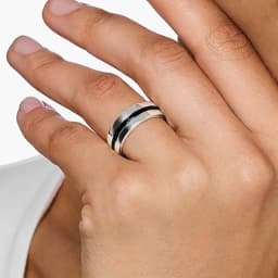 Band Ring Black Stones Europe Style Vintage Fine Jewelry For Women Men Summer Brand New Pure 925 Sterling Silver Gift
